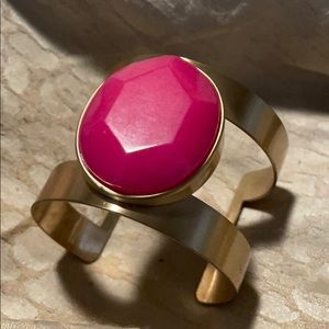 NEVER WORN Gold bangle with large pink stone